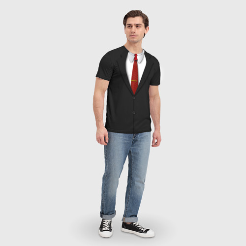 Мужская футболка 3D с принтом Костюм 47, вид сбоку #3