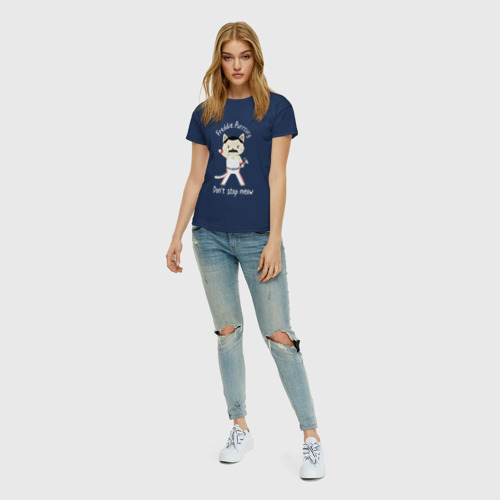 Женская футболка хлопок с принтом Queen - Dont Stop Meow, вид сбоку #3