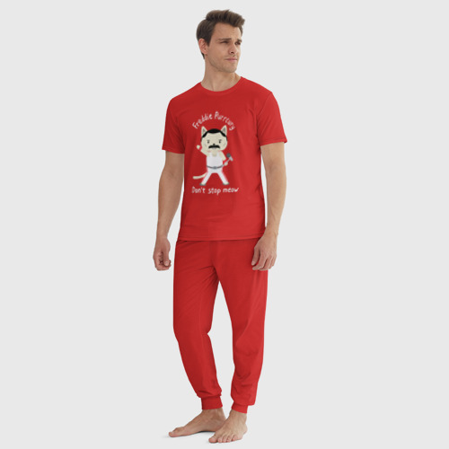 Мужская пижама хлопок с принтом Queen - Dont Stop Meow, вид сбоку #3