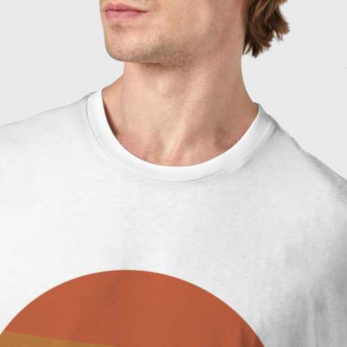 Мужская футболка хлопок с принтом Вершины гор и осеннее солнце, фото #4