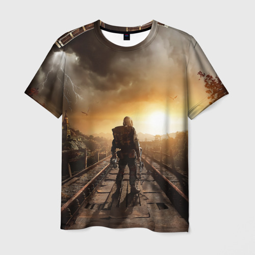 Мужская футболка 3D с принтом Metro 2033 постапокалипсис, вид спереди #2