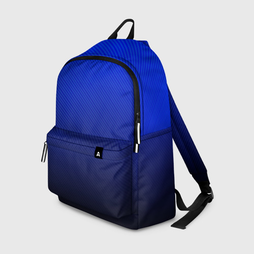 Рюкзак 3D с принтом CARBON BLUE | СИНИЙ КАРБОН, вид спереди #2