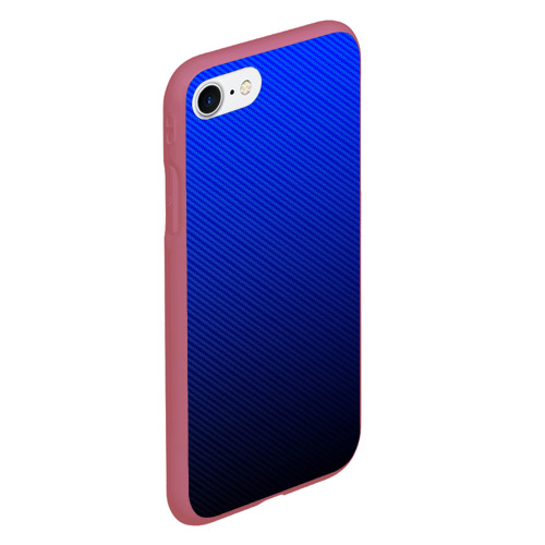 Чехол для iPhone 7/8 матовый с принтом CARBON BLUE | СИНИЙ КАРБОН, вид сбоку #3