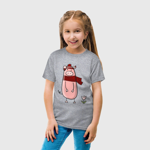 Детская футболка хлопок с принтом Свинка, вид сбоку #3