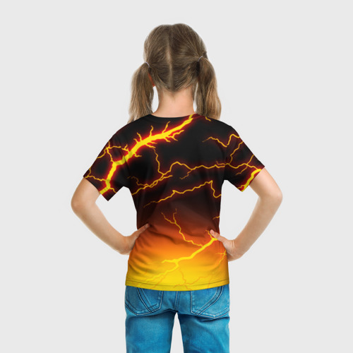 Детская футболка 3D с принтом Fortnite firestorm Фортнайт шторм, вид сзади #2