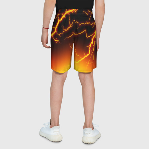 Детские спортивные шорты 3D с принтом FORTNITE FIRESTORM | ФОРТНАЙТ ШТОРМ, вид сзади #2