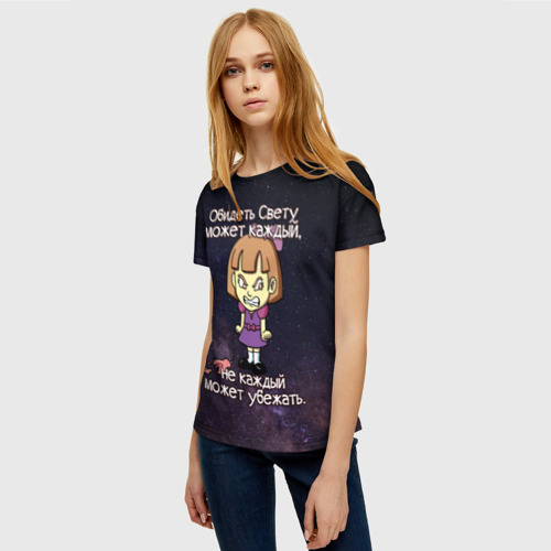 Женская 3D футболка с принтом Обидеть Свету, фото на моделе #1
