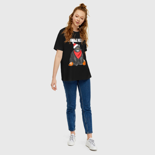 Женская футболка хлопок Oversize с принтом Оливье неси коту, вид сбоку #3