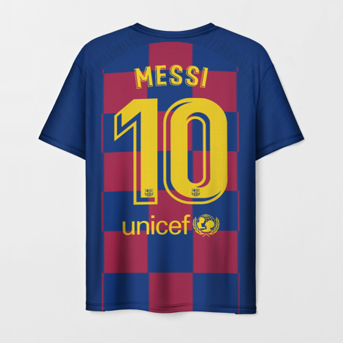 Мужская футболка 3D с принтом Messi home 19-20 season, вид сзади #1