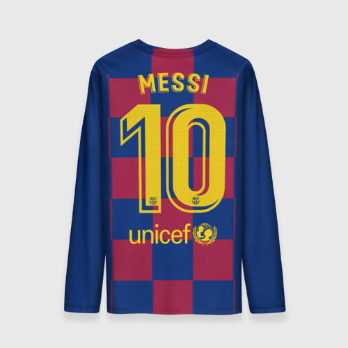 Мужской лонгслив 3D с принтом Messi home 19-20 season, вид сзади #1