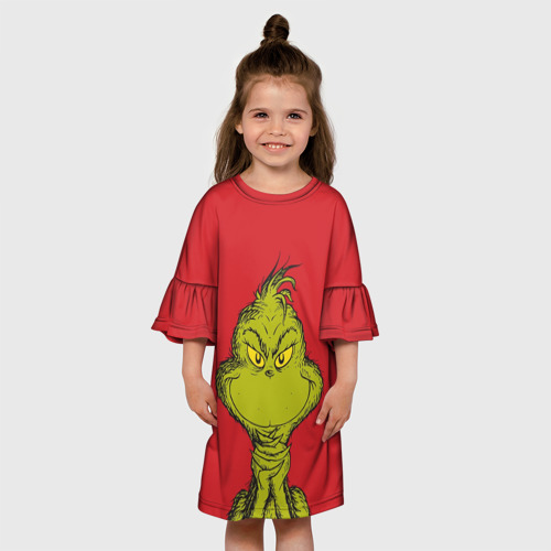 Детское платье 3D с принтом Grinch, вид сбоку #3