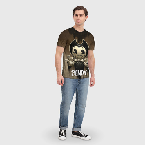 Мужская футболка 3D с принтом Bendy, вид сбоку #3