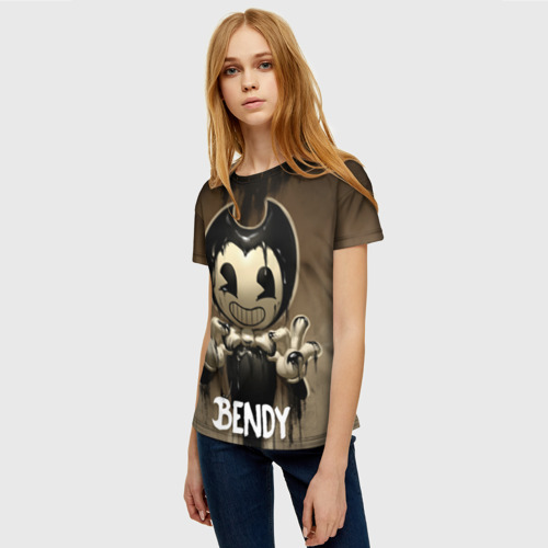 Женская футболка 3D с принтом Bendy, фото на моделе #1