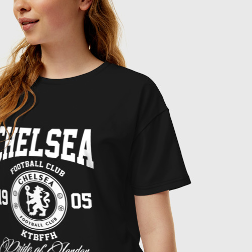 Женская футболка хлопок Oversize с принтом Челси, фото на моделе #1
