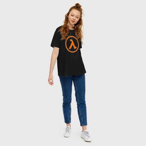 Женская футболка хлопок Oversize с принтом Half-life, вид сбоку #3