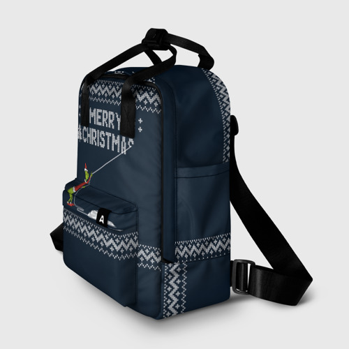 Женский рюкзак 3D с принтом Гринч Вязаный, фото на моделе #1