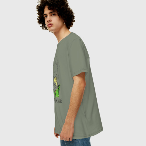 Мужская футболка хлопок Oversize с принтом Vegan Love, вид сбоку #3