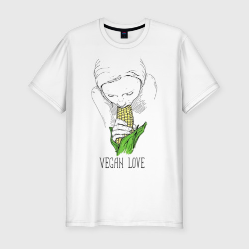 Мужская футболка премиум с принтом Vegan Love, вид спереди #2
