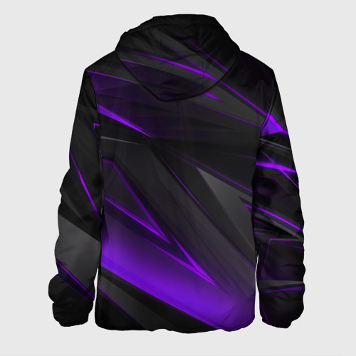Мужская куртка 3D с принтом Geometry stripes neon фиолетовые полосы, вид сзади #1