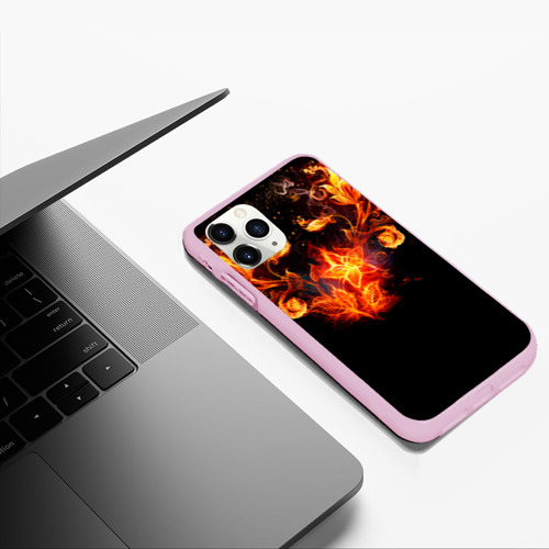 Чехол для iPhone 11 Pro Max матовый с принтом Огненные цветы в темноте, фото #5