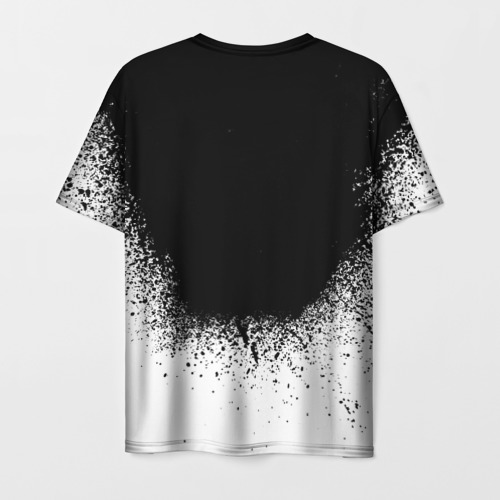 Мужская футболка 3D с принтом Маска Убийцы Гоблинов черно-белая, вид сзади #1