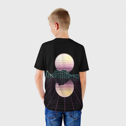 Детская футболка 3D с принтом Retro Wave, вид сзади #2