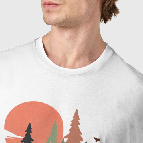 Мужская футболка хлопок с принтом Adventure - еловый лес, фото #4