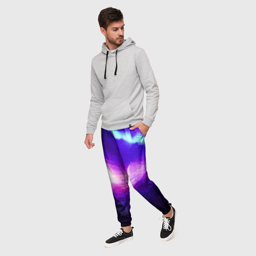 Мужские брюки 3D с принтом Космическое сияние, фото на моделе #1