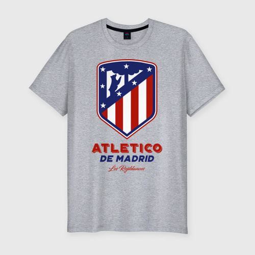 Мужская футболка хлопок Slim с принтом Атлетико Мадрид, вид спереди #2