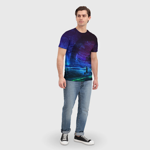 Мужская футболка 3D с принтом Парень и космос, вид сбоку #3