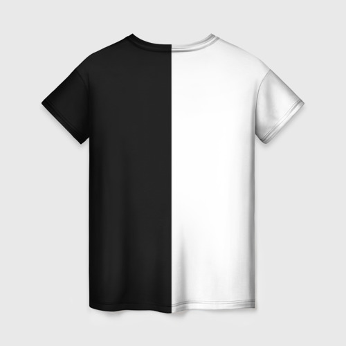 Женская футболка 3D с принтом Бездомный бог черное и белое, вид сзади #1