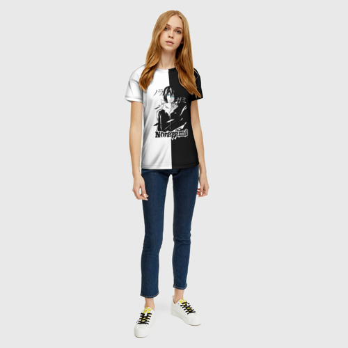 Женская футболка 3D с принтом Бездомный бог черное и белое, вид сбоку #3