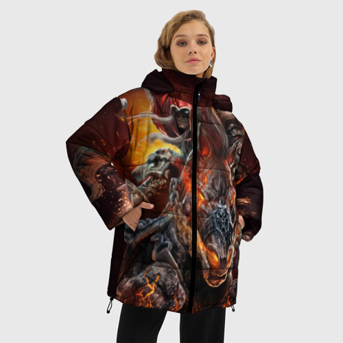 Женская зимняя куртка 3D с принтом Демон-Всадник Darksiders, фото на моделе #1