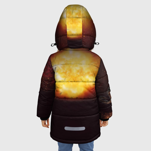 Зимняя куртка для девочек 3D с принтом Демон-Всадник Darksiders, вид сзади #2
