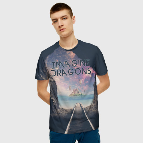 Мужская 3D футболка с принтом Imagine Dragons, фото на моделе #1