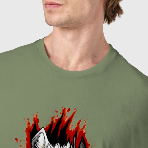 Мужская футболка хлопок с принтом Волк из груди, фото #4