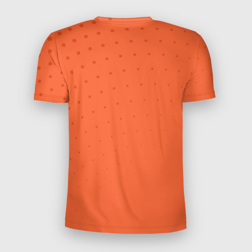 Мужская футболка 3D Slim с принтом Джоджо хомяк на оранжевом, вид сзади #1