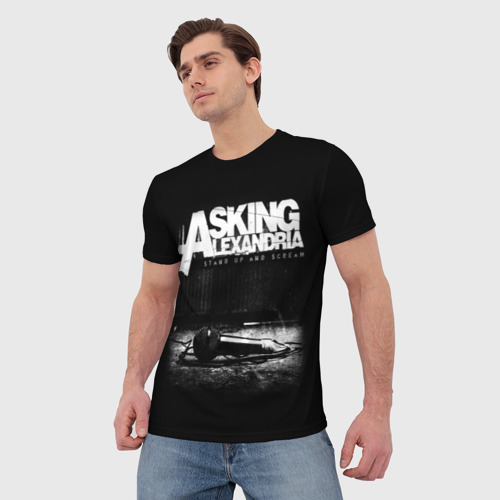 Мужская футболка 3D с принтом Asking Alexandria, фото на моделе #1