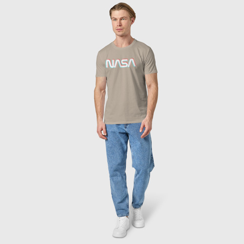 Мужская футболка хлопок с принтом NASA GLITCH | НАСА ГЛИТЧ, вид сбоку #3