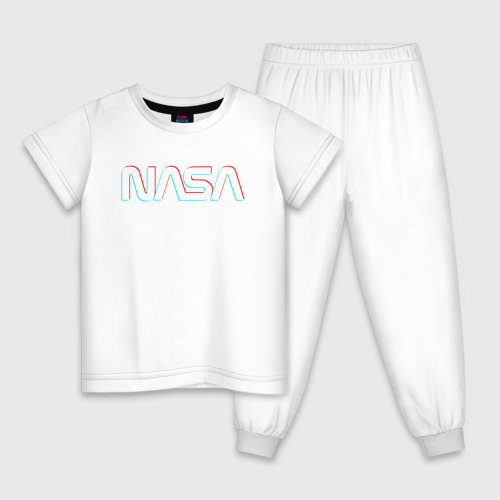 Детская пижама хлопок с принтом NASA GLITCH | НАСА ГЛИТЧ, вид спереди #2