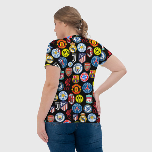Женская футболка 3D с принтом ЛОГО ФУТБОЛЬНЫХ КОМАНД, вид сзади #2