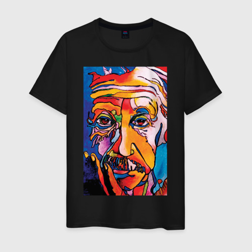 Мужская футболка хлопок с принтом Альберт Эйнштейн, вид спереди #2