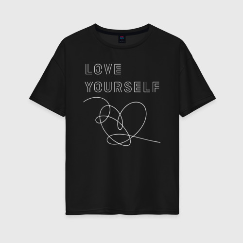 Женская футболка хлопок Oversize с принтом BTS love yourself, вид спереди #2