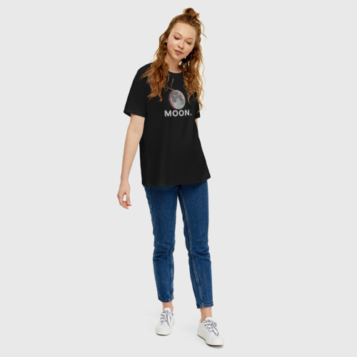 Женская футболка хлопок Oversize с принтом Moon, вид сбоку #3