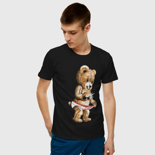 Мужская футболка с принтом Nasty bear, фото на моделе #1