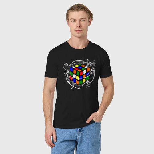 Мужская футболка хлопок с принтом Кубик Рубика, фото на моделе #1