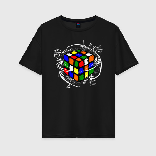 Женская футболка хлопок Oversize с принтом Кубик Рубика, вид спереди #2
