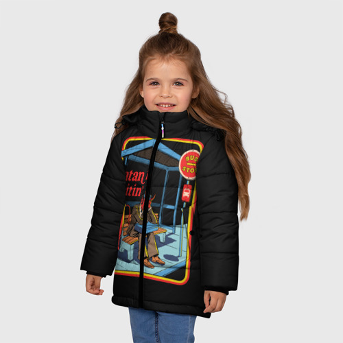 Зимняя куртка для девочек 3D с принтом Satan Waitin, фото на моделе #1
