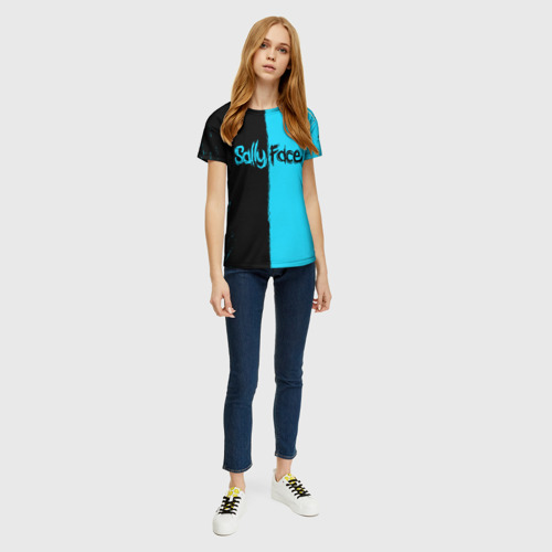 Женская футболка 3D с принтом SALLY FACE / САЛЛИ ФЕЙС КРАСКИ, вид сбоку #3