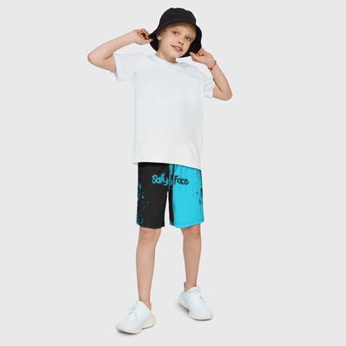 Детские спортивные шорты 3D с принтом SALLY FACE / САЛЛИ ФЕЙС КРАСКИ, фото на моделе #1